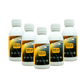 Five bottles of SWP-50 chemical product on a white background